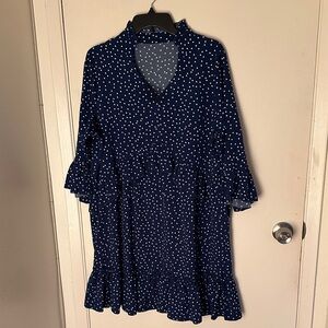 Navy Polka Dot Midi Dress